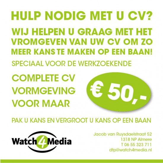 Indrukwekkende CV nodig? Ik help u graag met de vormgeving van uw CV!