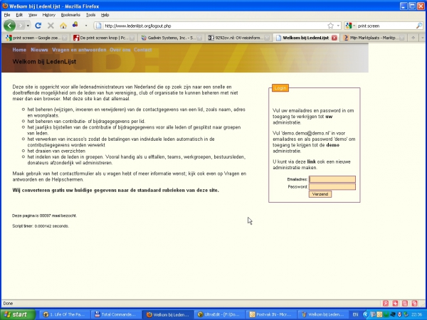On line Ledenadministratie; gratis