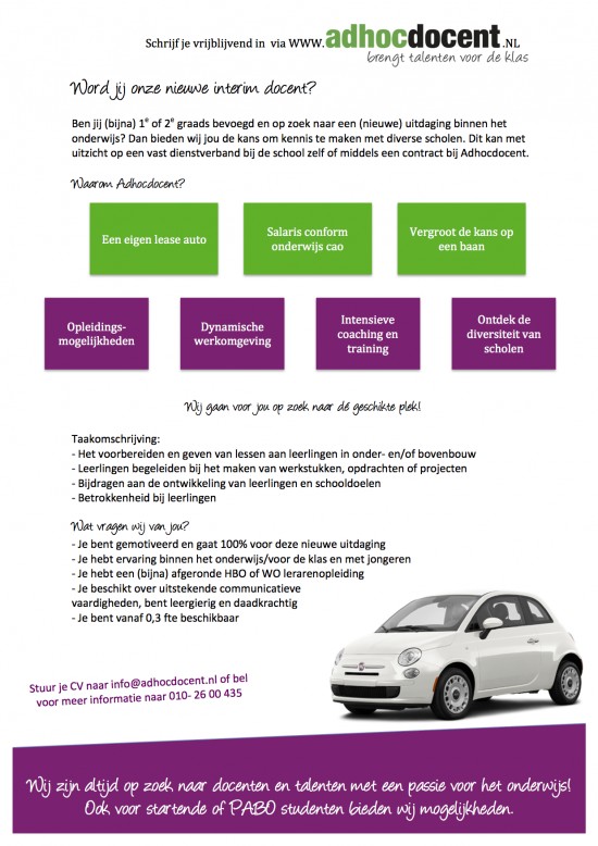 Word jij onze nieuwe interim docent?