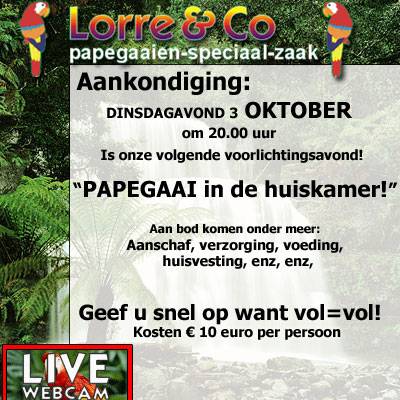 Voorlichtingsavond - PAPEGAAI IN HUIS