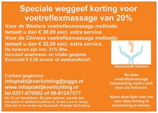 Weggeef korting van 20% voetreflexologie