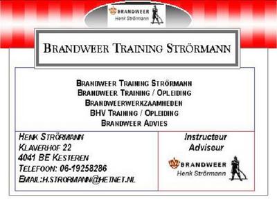 Instructeur BHV, Brandweer. Advies