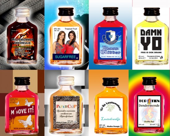 KLEINE FLESJES DRANK EN REAEERBUISJES MET UW EIGEN LOGO/FOTO
