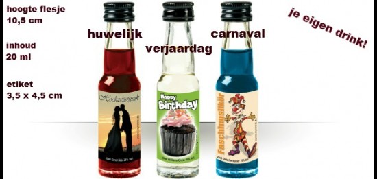 Promotie door miniatuur flesjes drank. Met gratis met eigen etiket. — foto 2