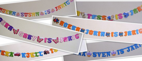 Naamslingers, geboorteslingers en andere feestartikelen met naam — foto 3