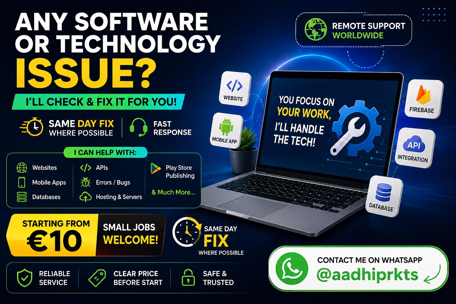 "Having a software or technology issue?" – Same Day Fix From €10